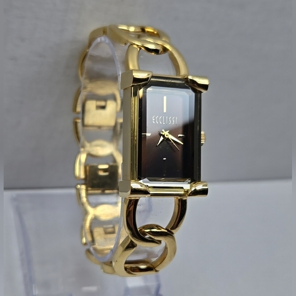 Ecclissi 80420 Womens Gold Tone Quartz Watch Brown Dial New Battery Working - Picture 3 of 9